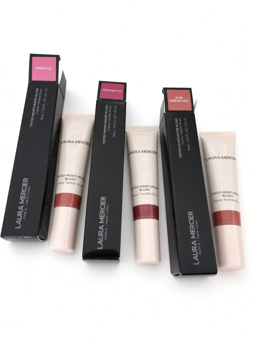Laura Mercier 3-Pc Lot Tinted Moisturizer Blush Parasol Croisette Sun Drenched